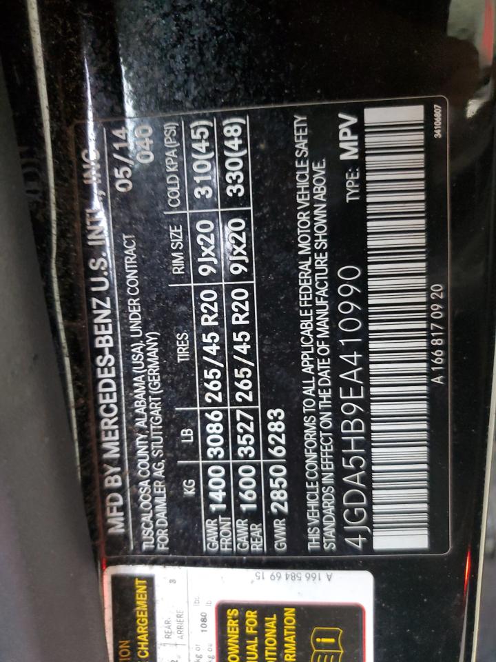 2014 Mercedes-Benz M-class VIN 4JGDA5HB9EA410990 photo 12