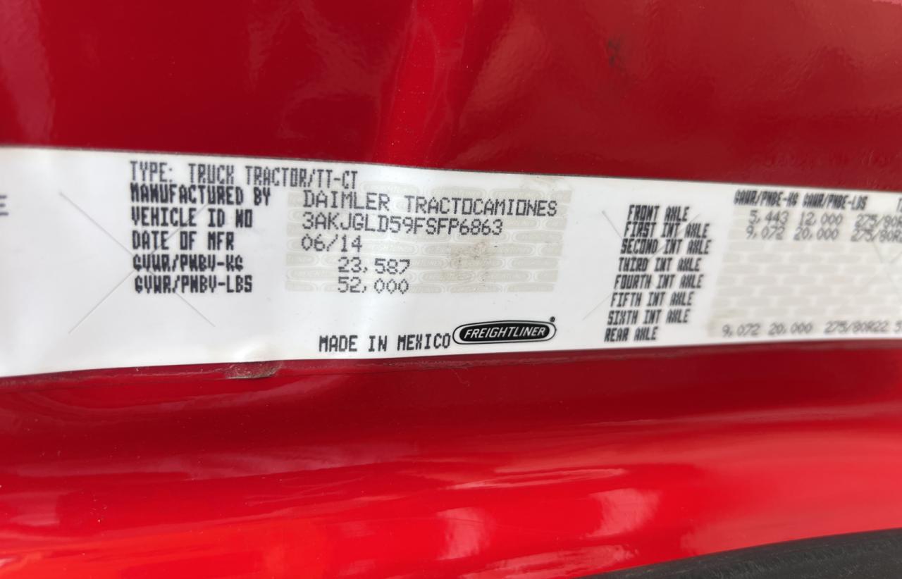 2015 FREIGHTLINER CASCADIA 125 VIN 3AKJGLD59FSFP6863 photo 9