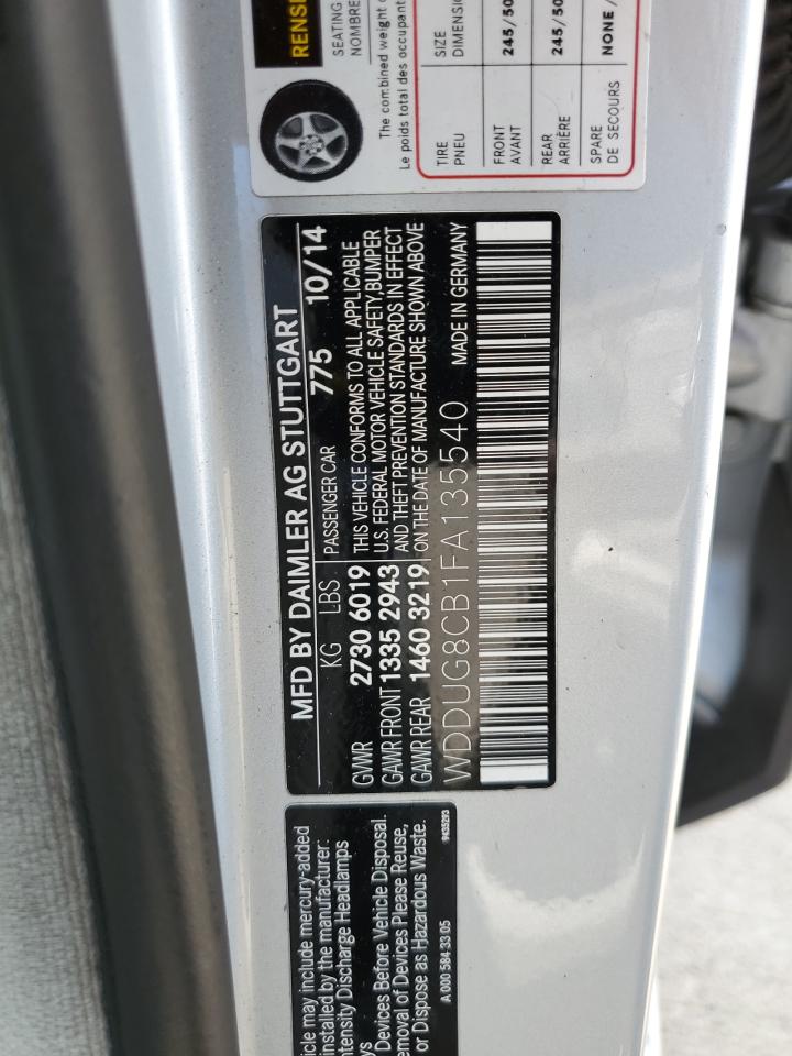 2015 MERCEDES-BENZ S class VIN WDDUG8CB1FA135540 photo 12
