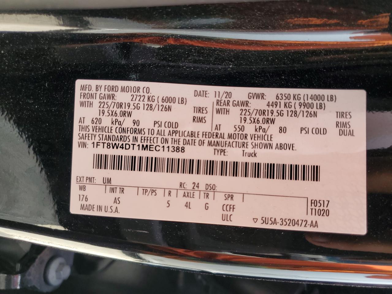 2021 FORD F-450 VIN 1FT8W4DT1MEC11388 photo 10