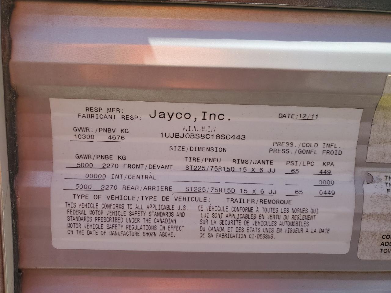 2012 JAYCO JAY FLIGHT VIN 1UJBJ0BS8C18S0443 photo 10