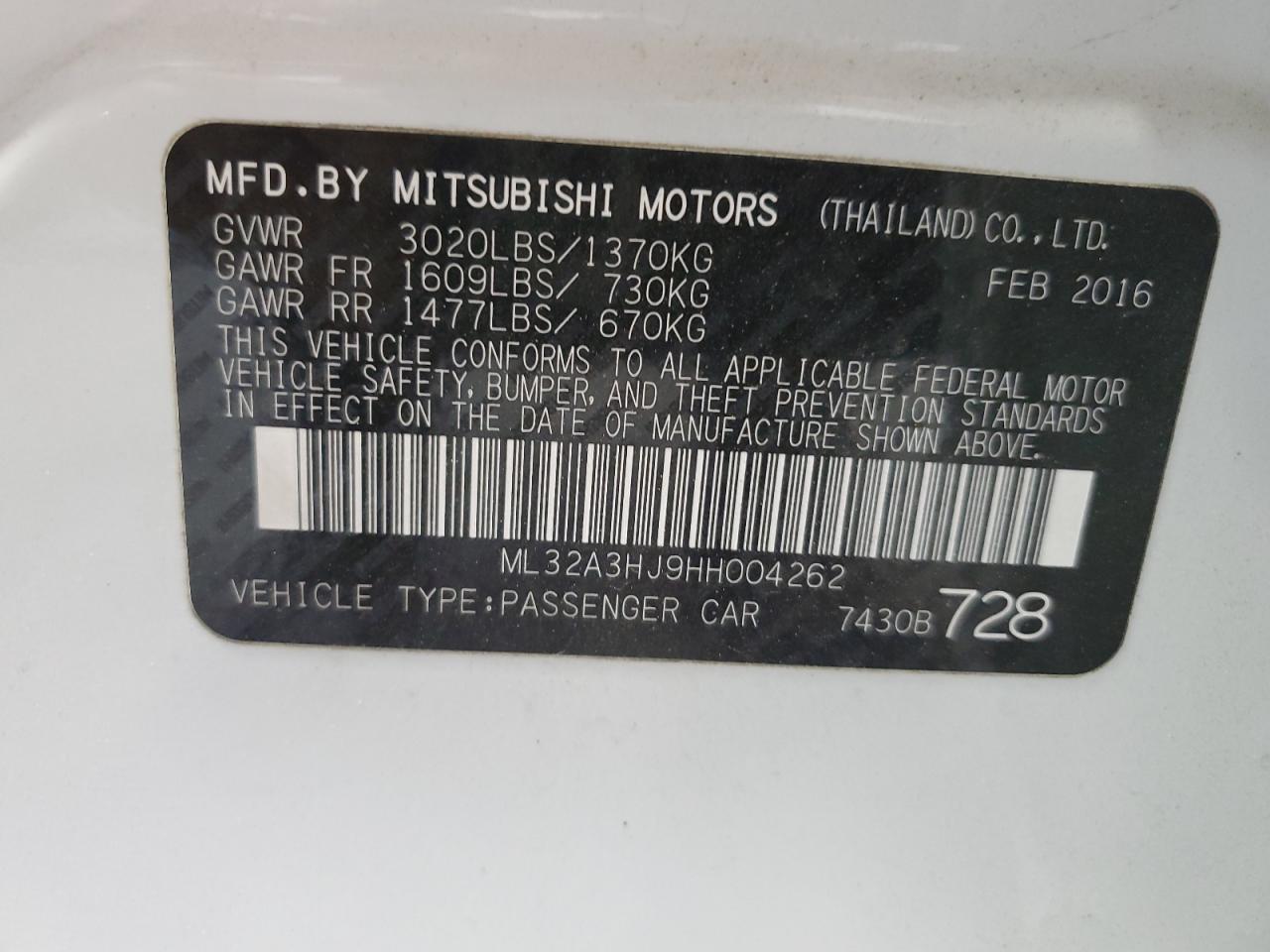 2017 MITSUBISHI Mirage es VIN ML32A3HJ9HH004262 photo 12