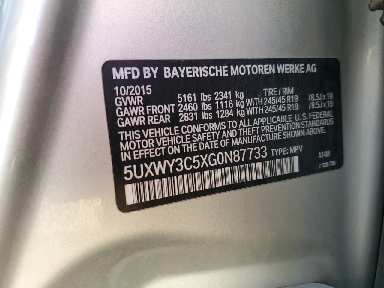 2016 BMW X3 VIN 5UXWY3C5XG0N87733 photo 12