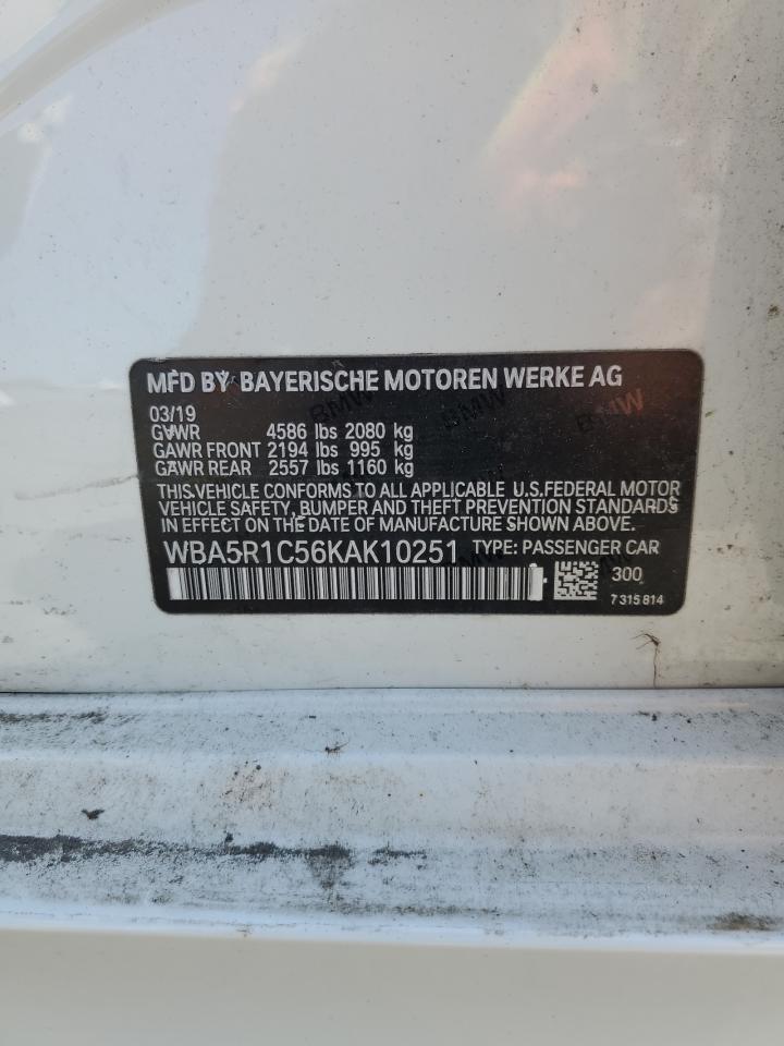 2019 BMW 3 series VIN WBA5R1C56KAK10251 photo 12