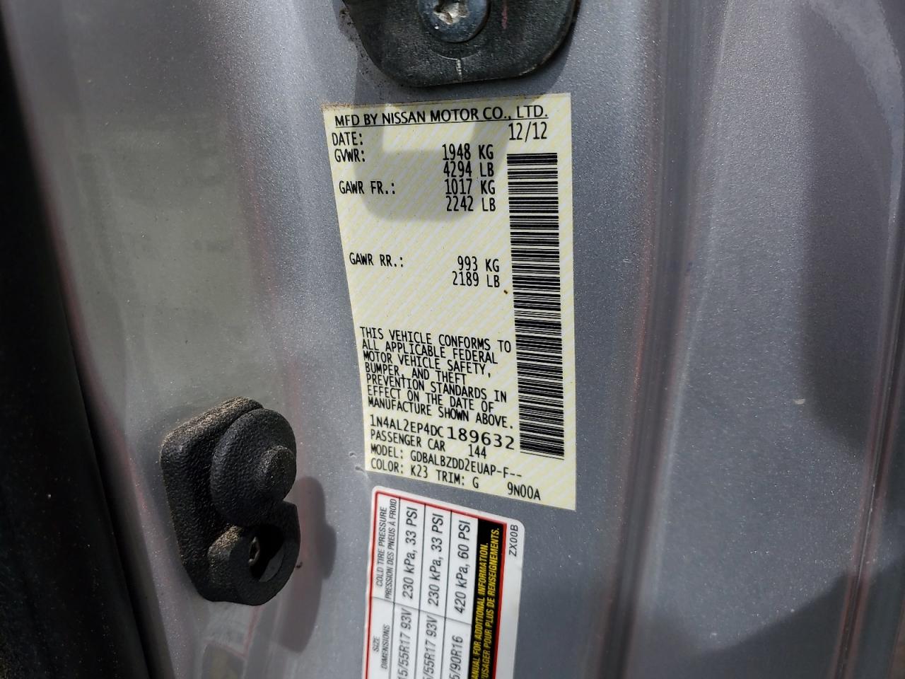 2013 Nissan Altima s VIN 1N4AL2EP4DC189632 photo 12