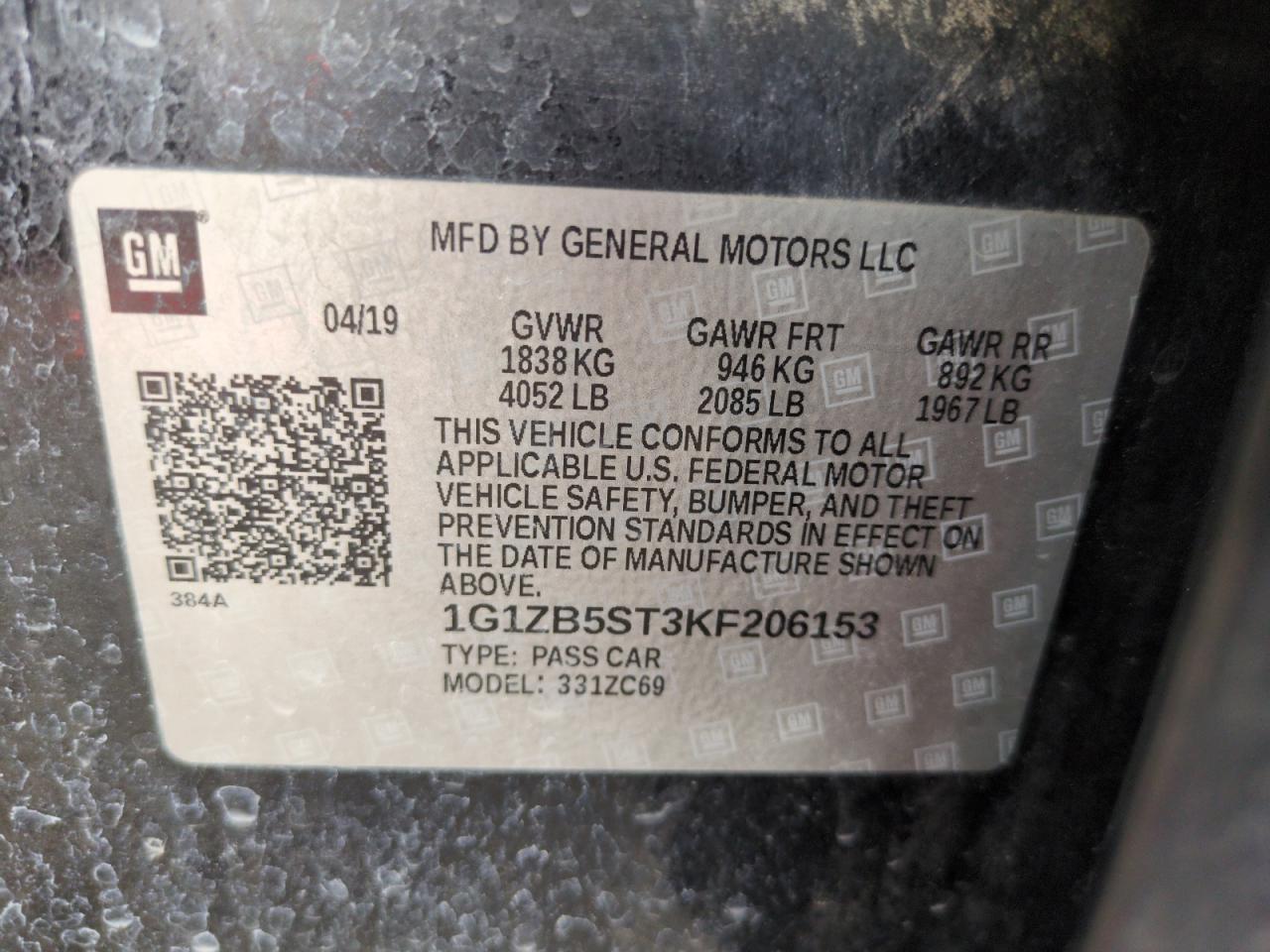 2019 Chev Malibu VIN 1G1ZB5ST3KF206153 photo 12