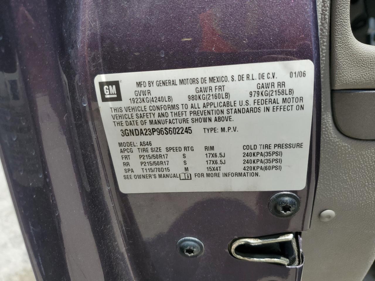 2006 Chevrolet Hhr VIN 3GNDA23P96S602245 photo 12