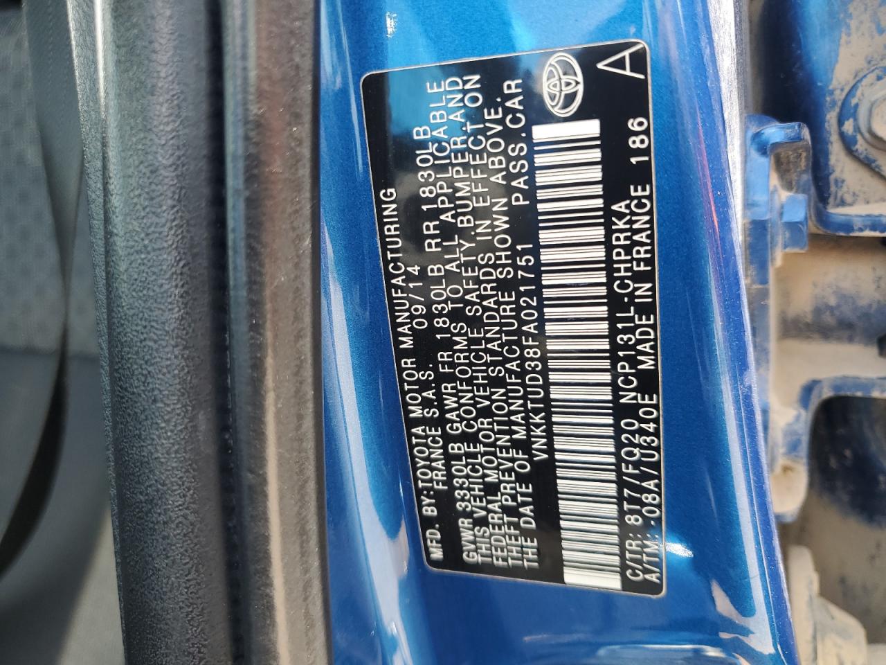 2015 Toyota Yaris VIN VNKKTUD38FA021751 photo 12