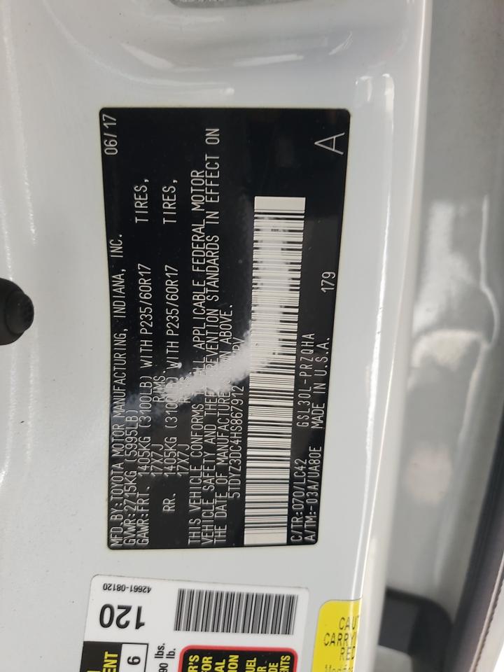 2017 Toyota All models VIN 5TDYZ3DC4HS867912 photo 12