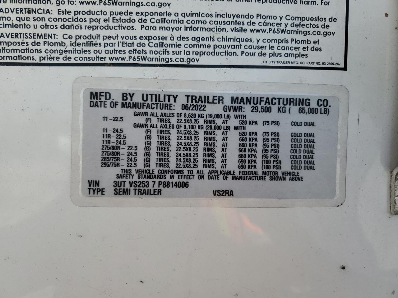 2023 UTILITY All models VIN 3UTVS2537P8814006 photo 10