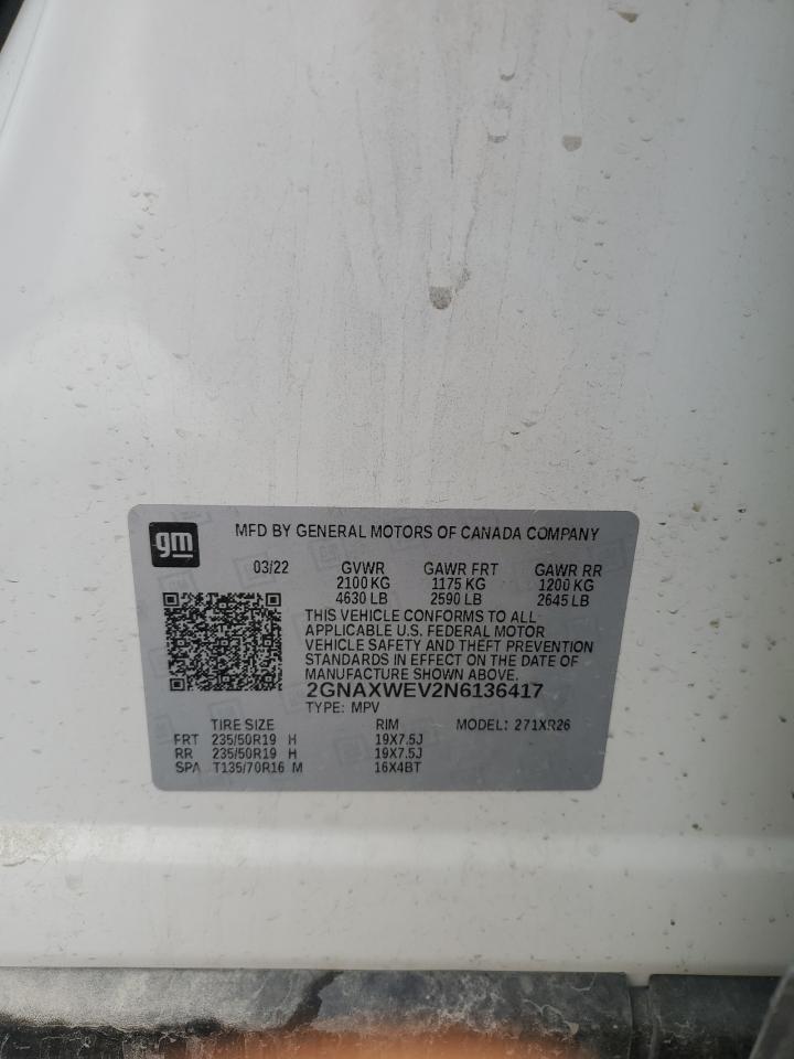 2022 CHEVROLET Equinox rs VIN 2GNAXWEV2N6136417 photo 12