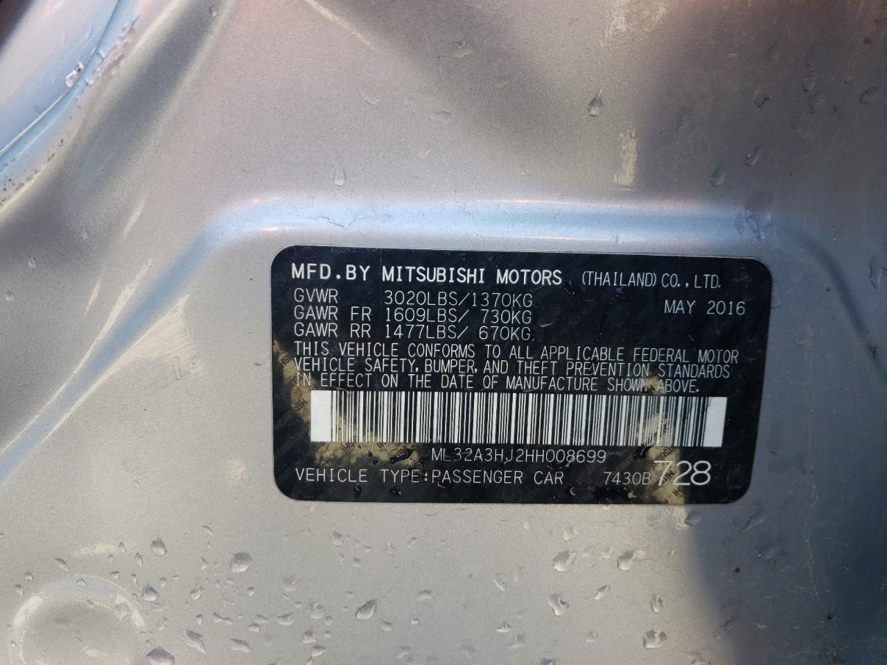 2017 Mitsubishi Mirage VIN ML32A3HJ2HH008699 photo 12