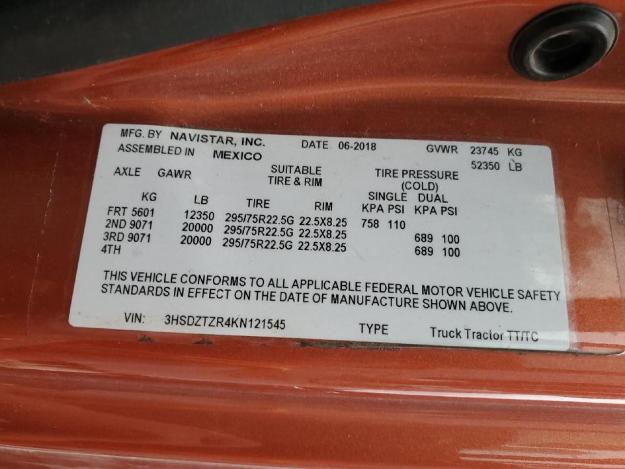 2019 International All models VIN 3HSDZTZR4KN121545 photo 10