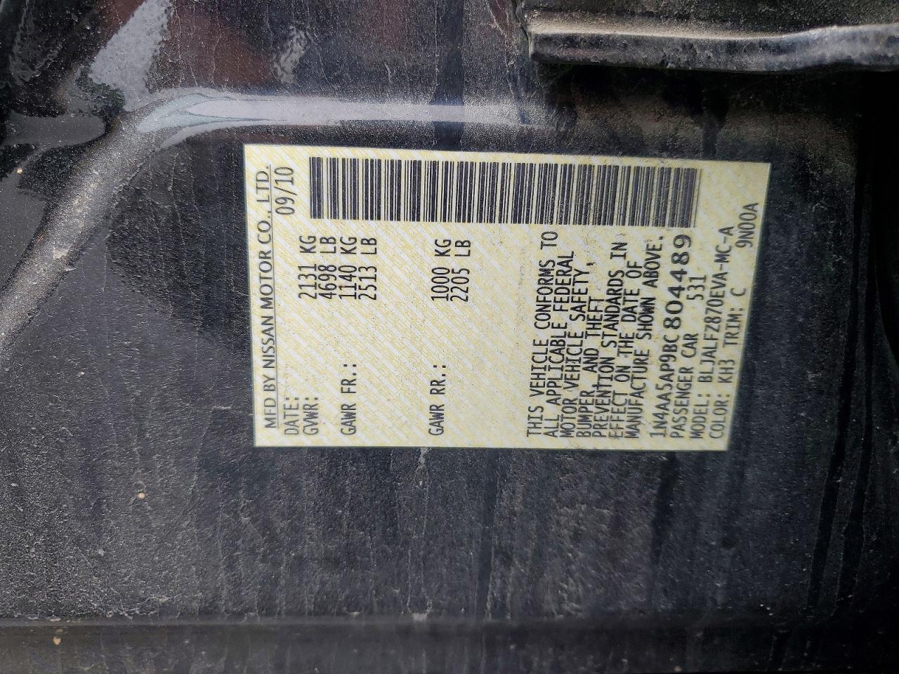 2011 Nissan Maxima VIN 1N4AA5AP9BC804489 photo 12