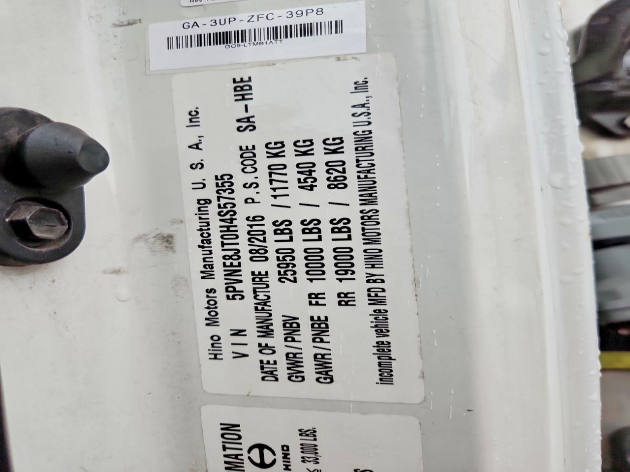 2017 HINO All other VIN 5PVNE8JT0H4S57355 photo 10