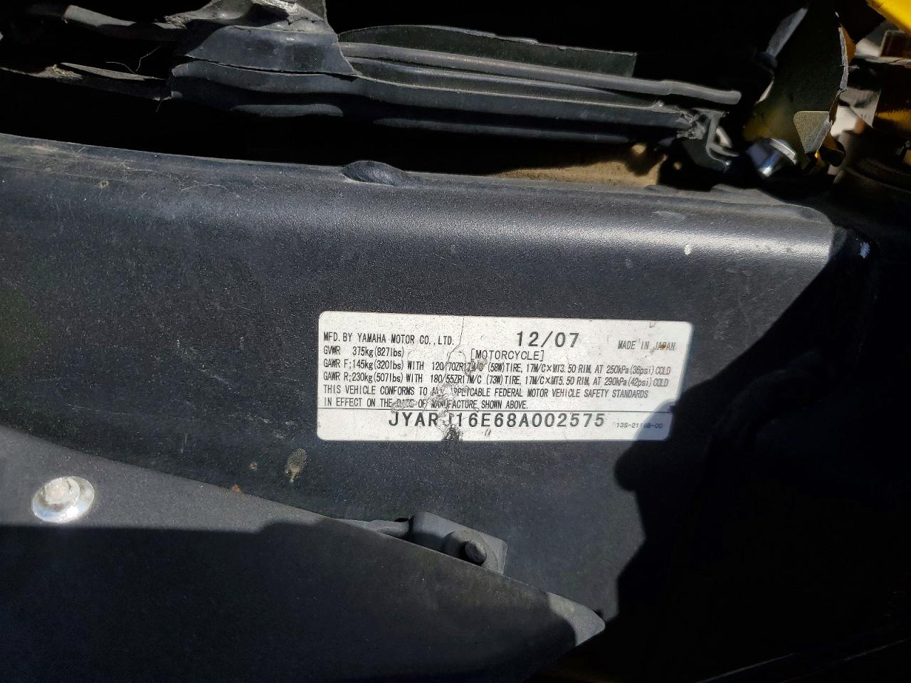 2008 YAMA Yzf600 VIN JYARJ16E68A002575 photo 8