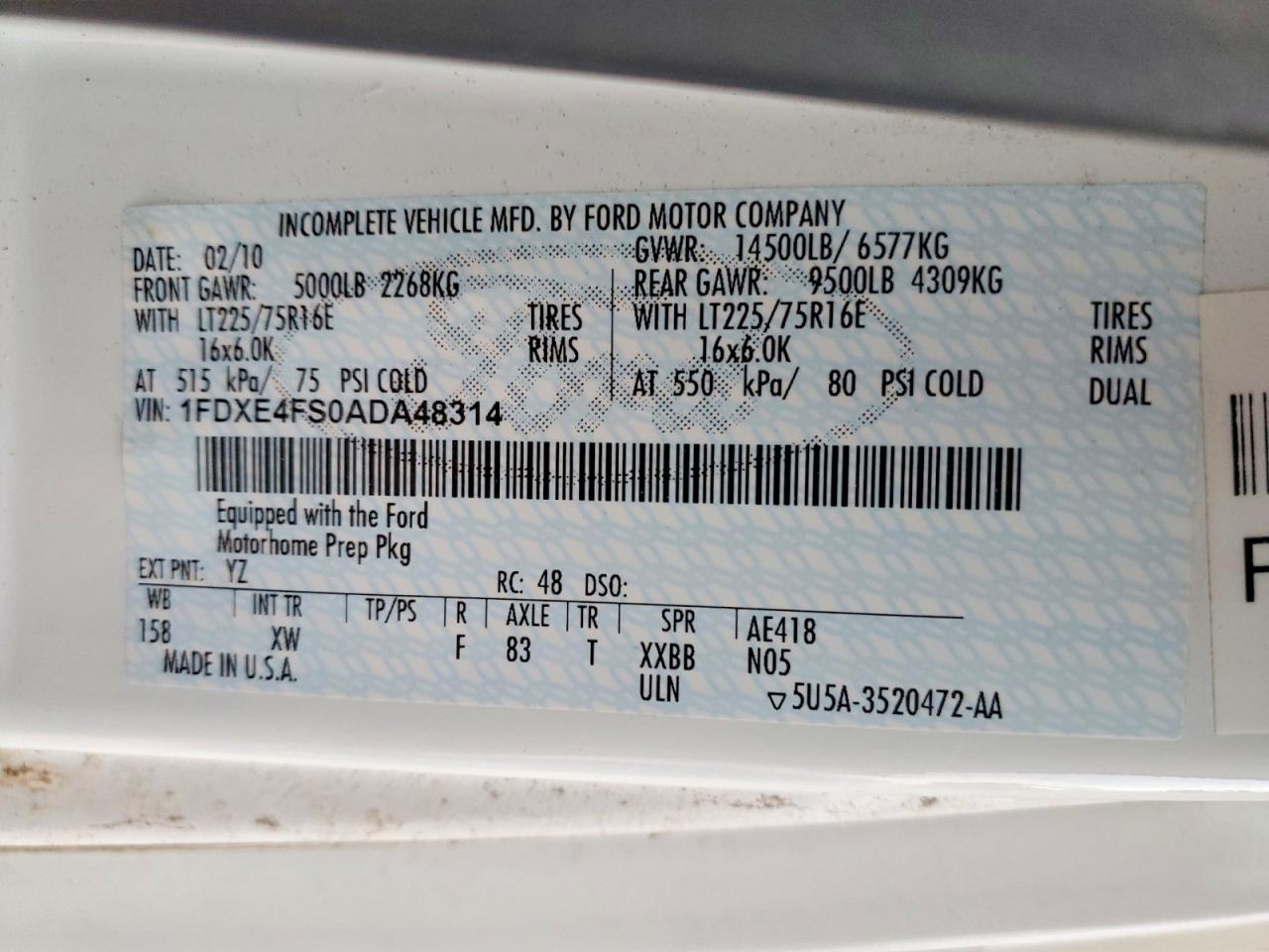 2010 COACHMAN Econoline VIN 1FDXE4FS0ADA48314 photo 10