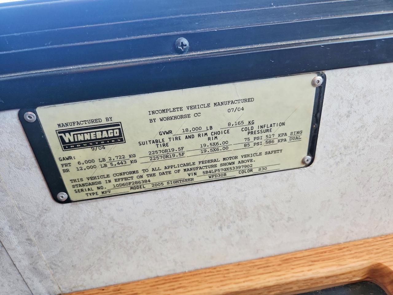 2005 WINNEBAGO All other VIN 5B4LP57GX53397902 photo 10