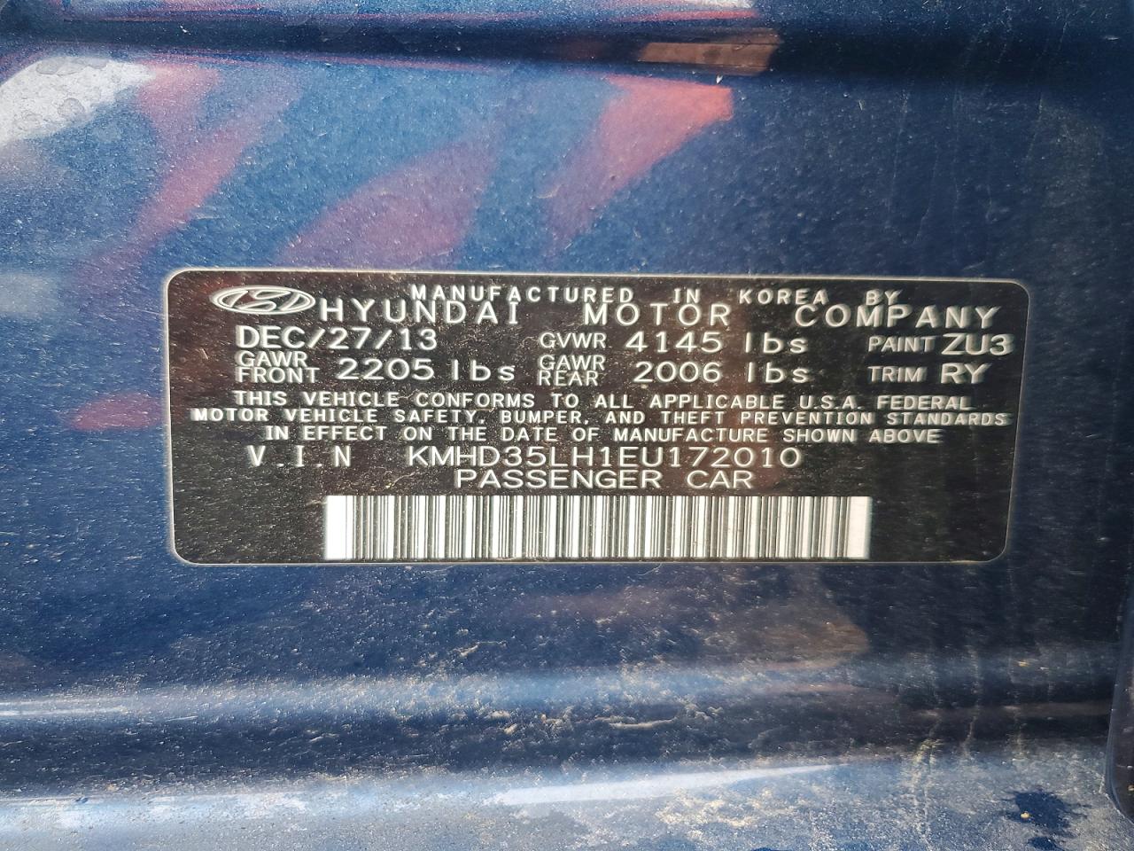 2014 Hyundai Elantra VIN KMHD35LH1EU172010 photo 12