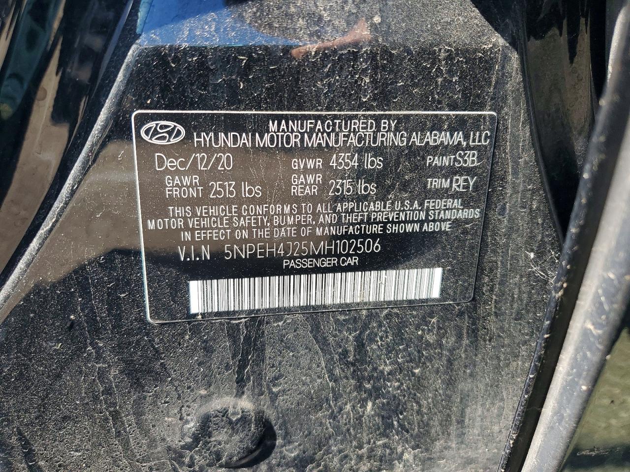 2021 Hyundai Sonata VIN 5NPEH4J25MH102506 photo 12