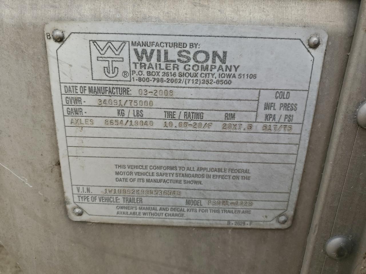 2009 WILSON Livestock VIN 1W1U0S2K99D536548 photo 10