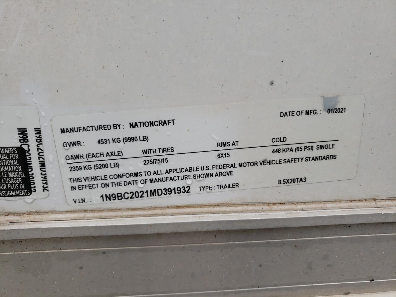 2021 Trailor VIN 1N9BE2029MD391932 photo 10