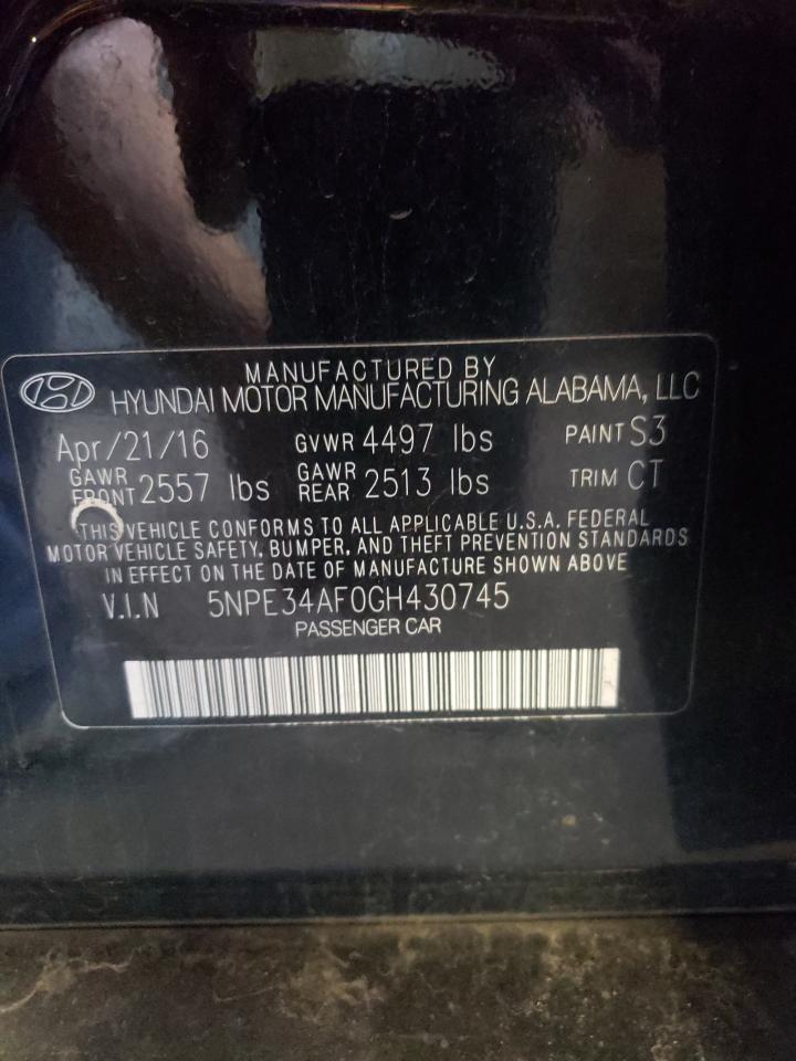 2016 HYUNDAI Sonata VIN 5NPE34AF0GH430745 photo 12
