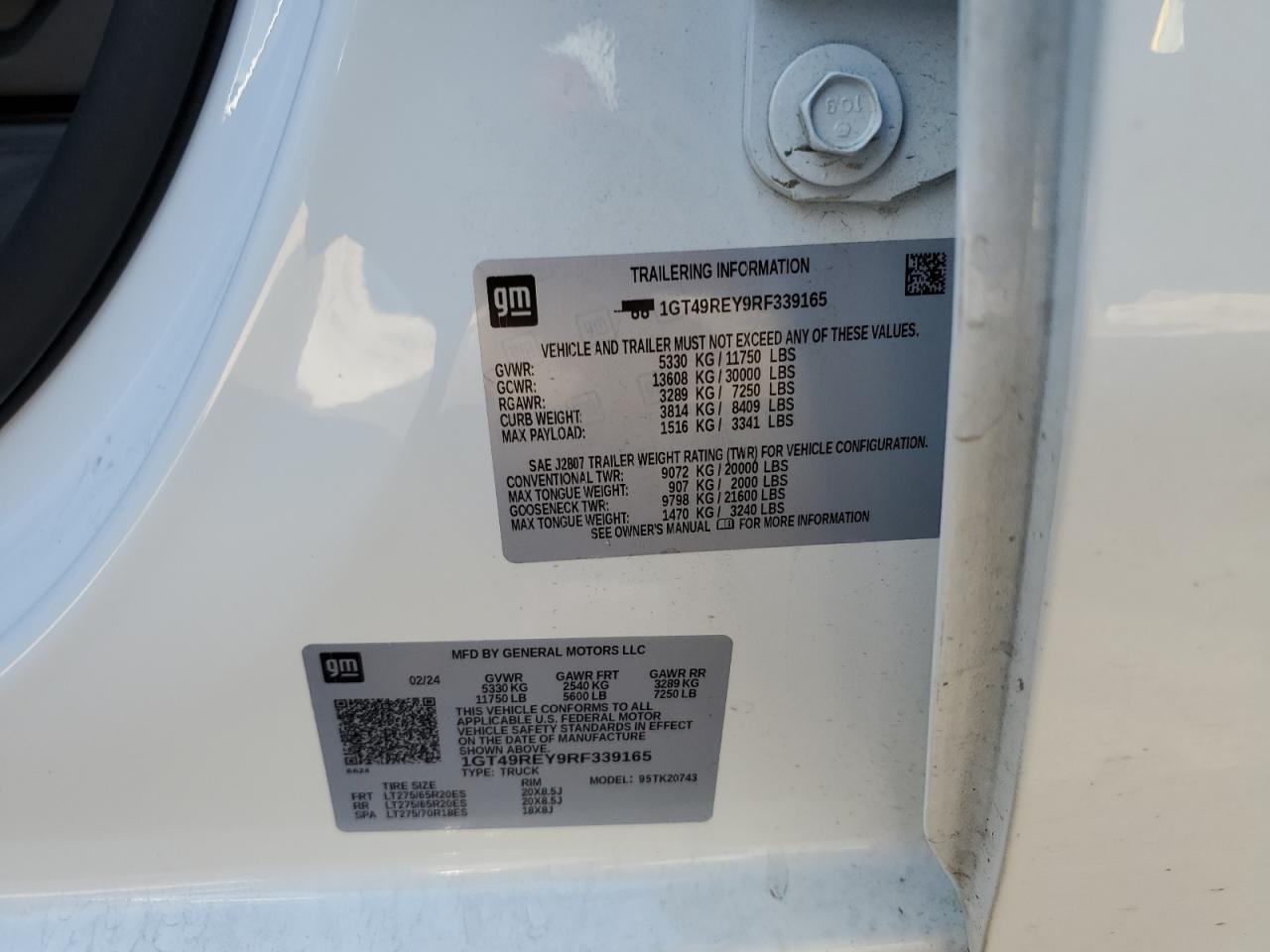 2024 GMC SIERRA VIN 1GT49REY9RF339165 photo 12