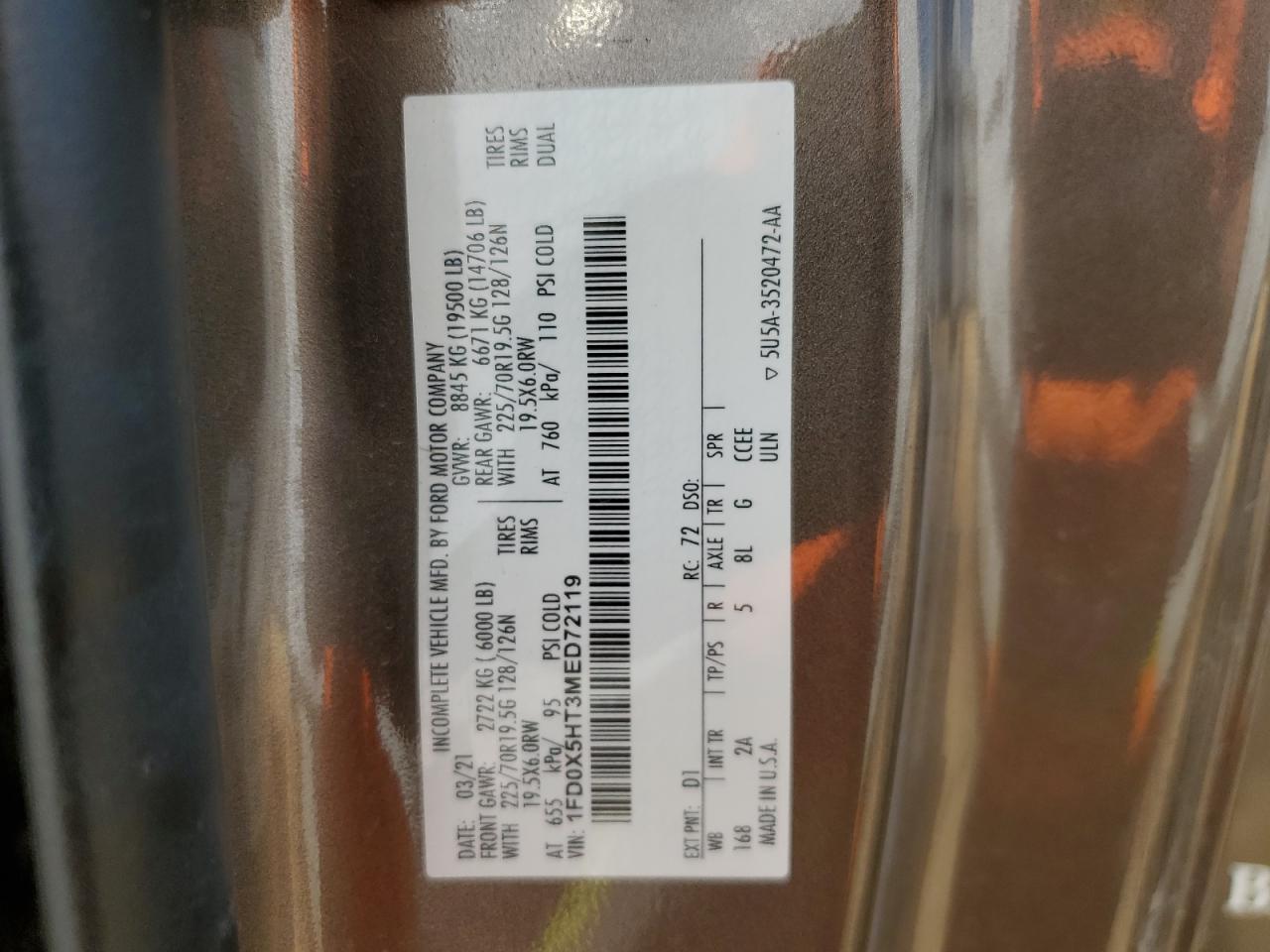 2021 Ford F550 VIN 1FD0X5HT3MED72119 photo 12