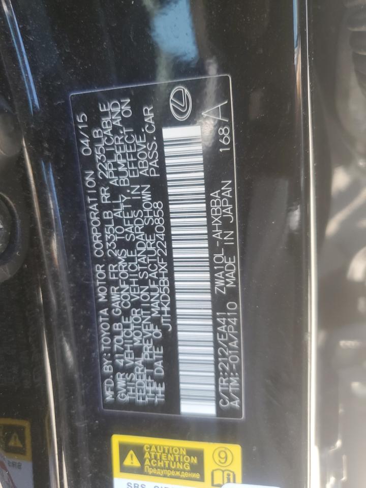 2015 LEXUS Ct200 VIN JPHKE5BHXF2240858 photo 12
