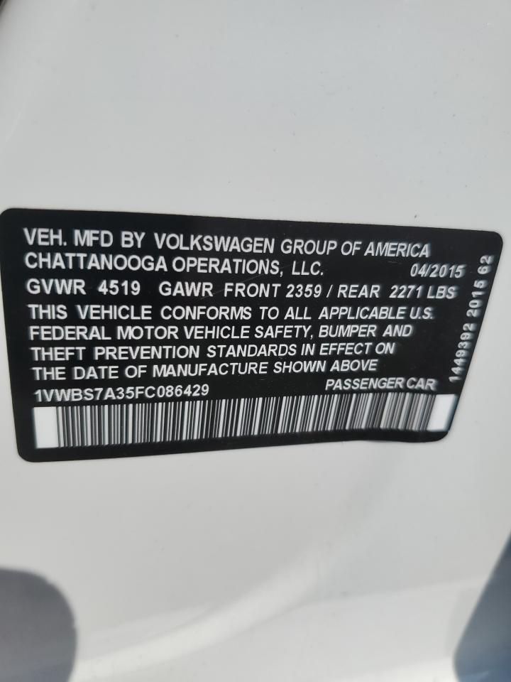 2015 Volkswagen Passat VIN 1VWBS7A35FC086429 photo 12