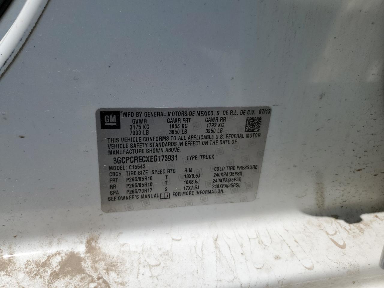 2014 Chevrolet All models VIN 3GCPCRECXEG173931 photo 12