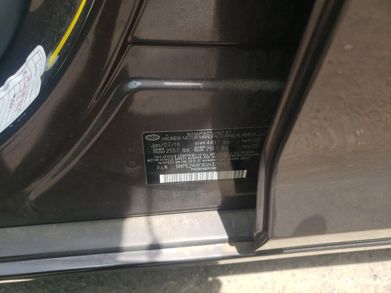 2016 HYUNDAI Sonata VIN 5NPE24AF9GH375957 photo 12