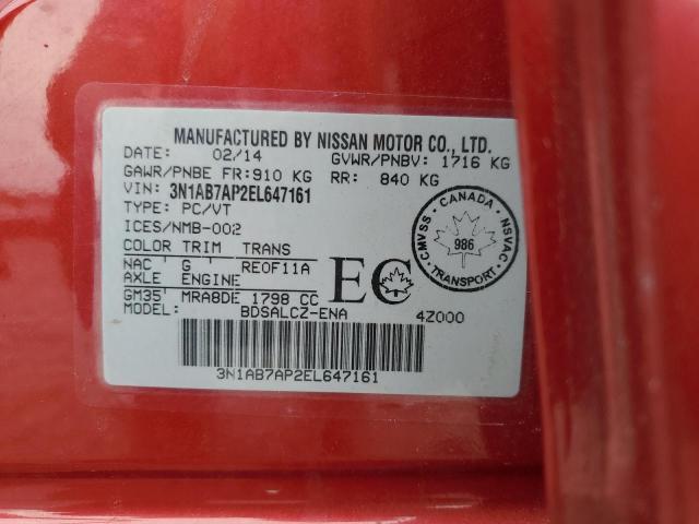 2014 Niss Sentra VIN 3N1AB7AP2EL647161 photo 12