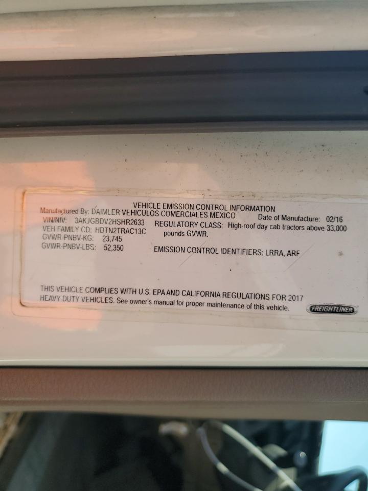 2017 FREIGHTLINER CASCADIA 113 VIN 3AKJGBDV2HSHR2633 photo 10