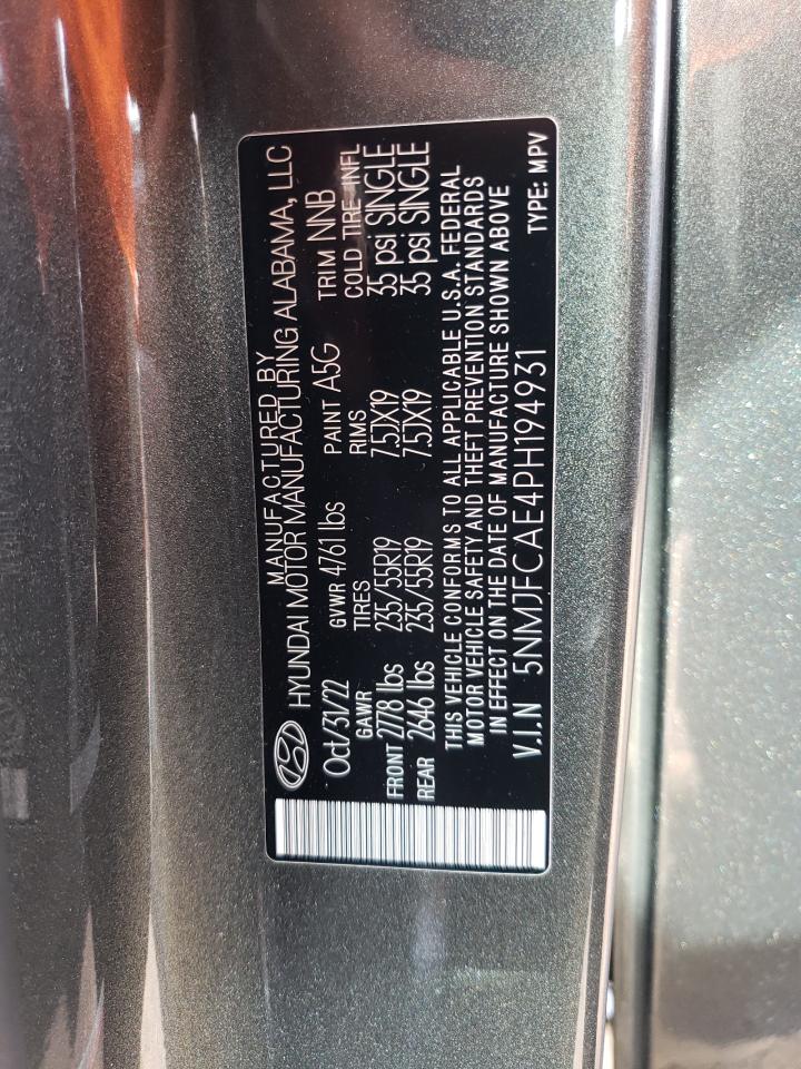 2023 HYUNDAI Tucson VIN 5NMJFCAE4PH194931 photo 12