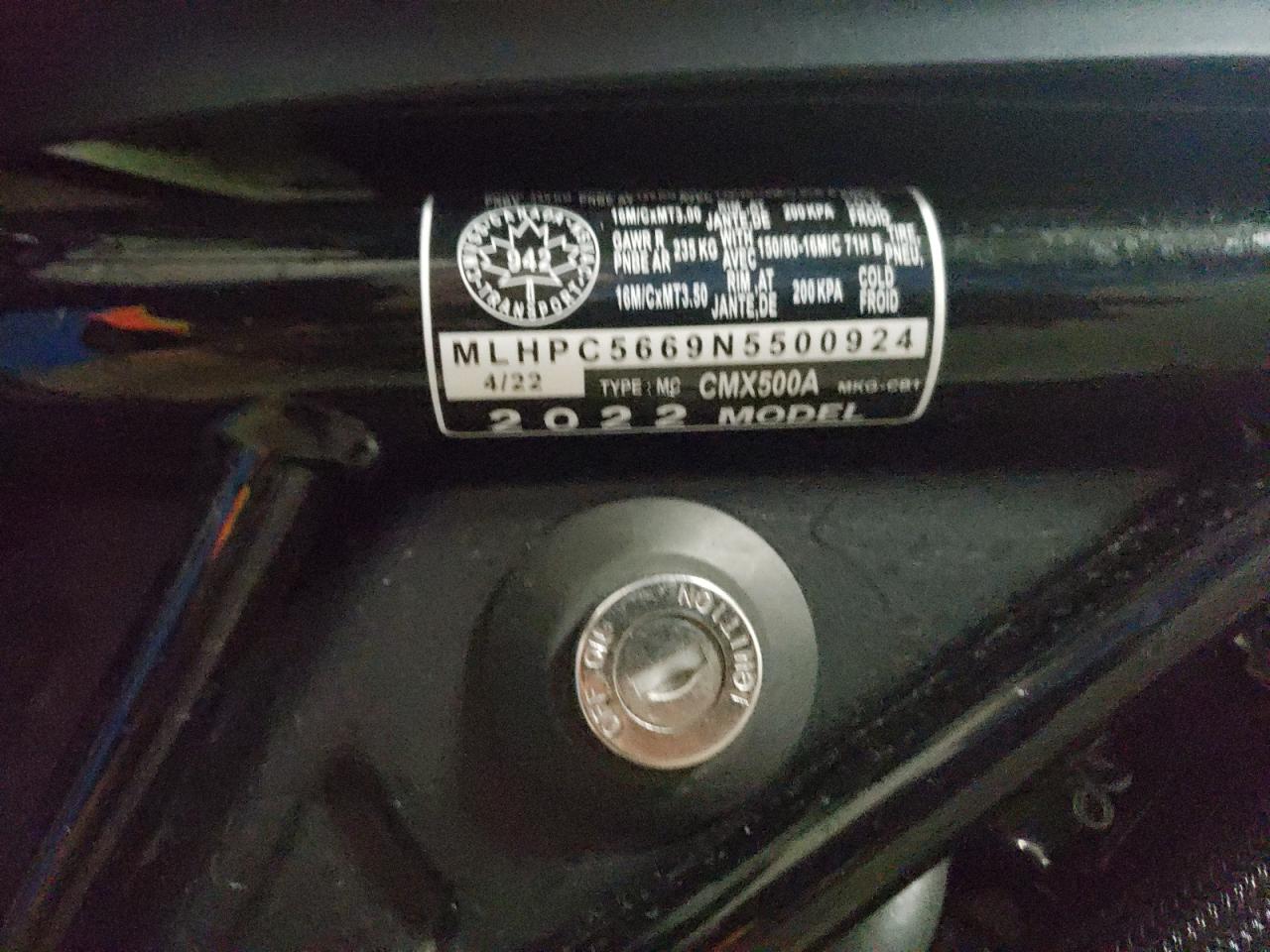2022 HONDA Cm cycle VIN MLHPC5669N5500924 photo 9