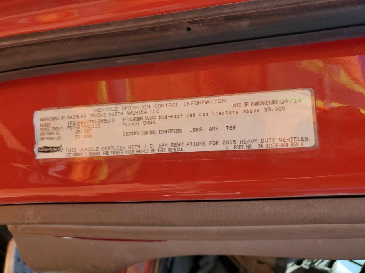 2015 FREIGHTLINER All other VIN 1FUJGBDV7FLGM5670 photo 10