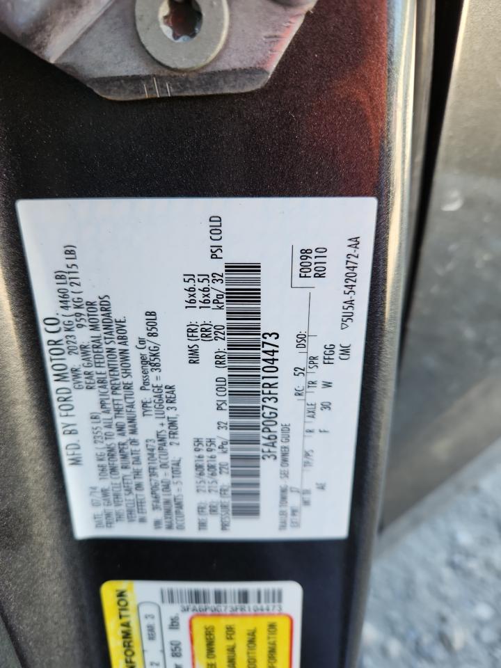 2015 FORD Fusion s VIN 3FA6P0G73FR104473 photo 12