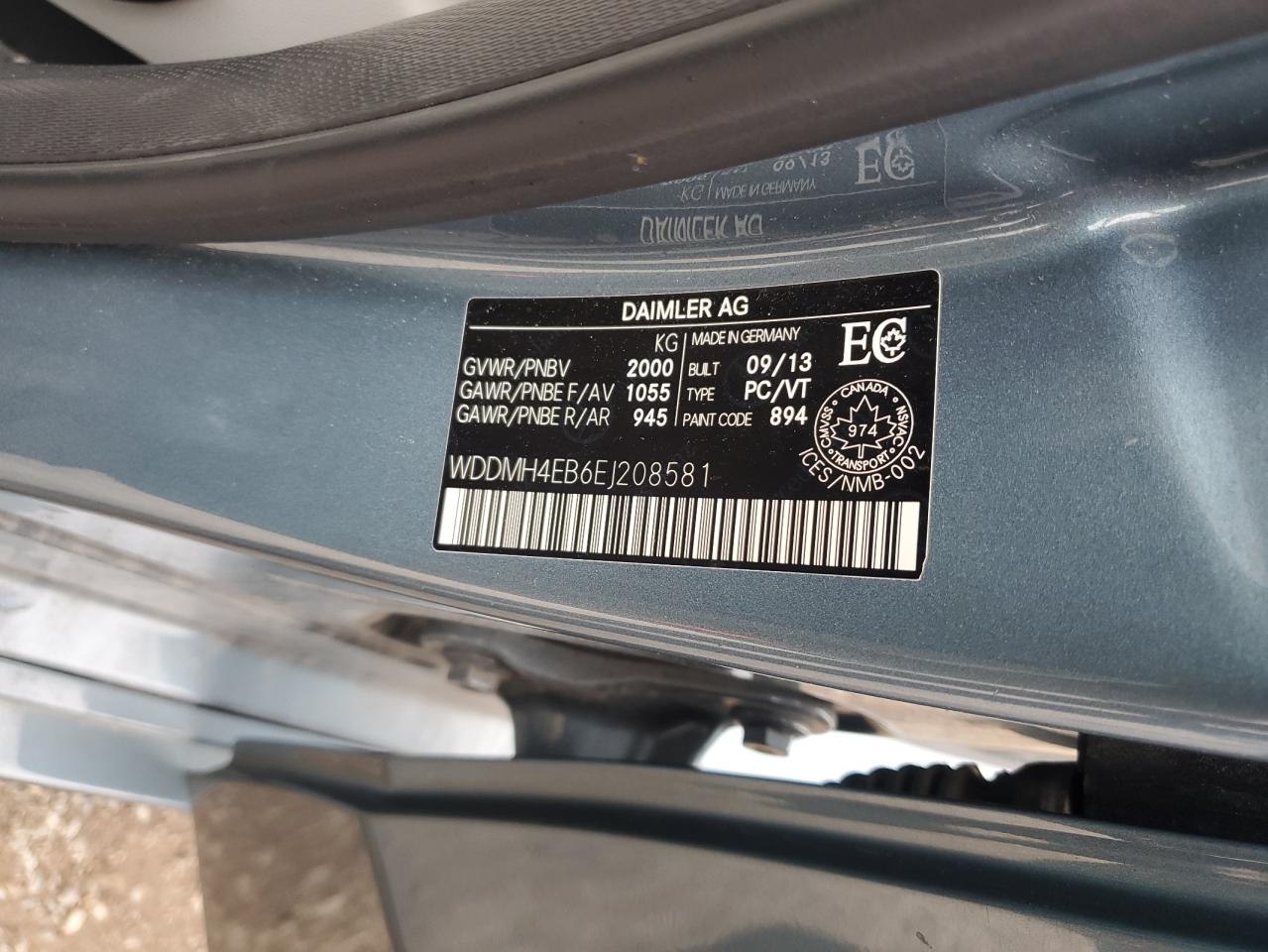 2014 MERCEDES-BENZ B-class VIN WDDMH4EB6EJ208581 photo 12