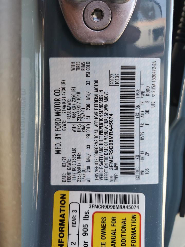 2021 Ford Bronco VIN 3FMCR9D98MRA45074 photo 12