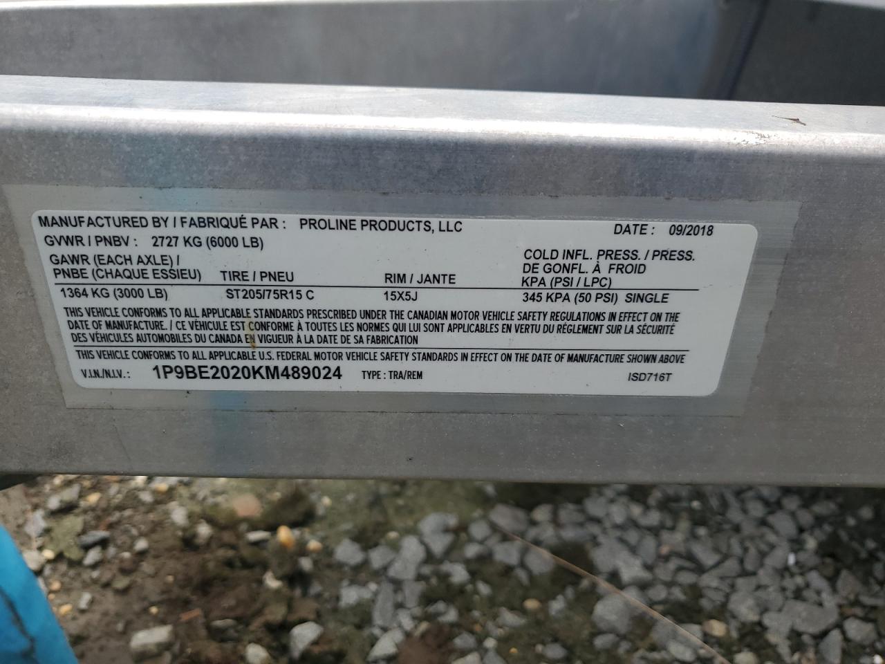 2019 PROLINE TRAILERS VIN 1P9BE2020KM489024 photo 10