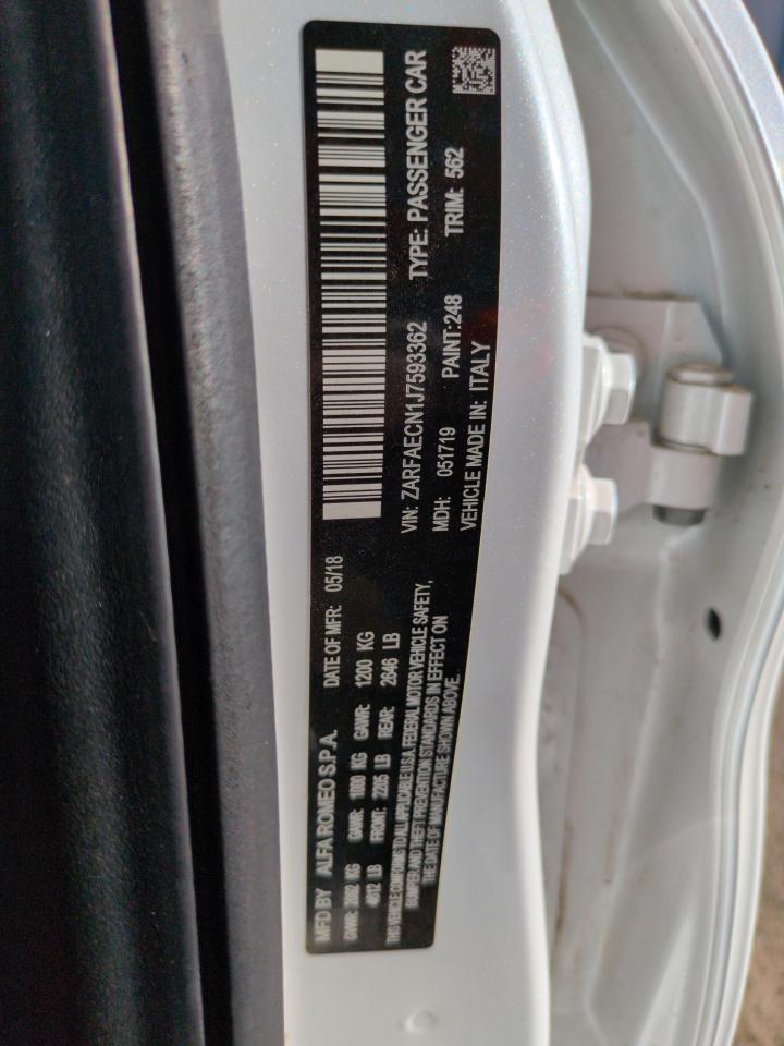 2018 ALFA Giulia ti VIN ZARFAECN1J7593362 photo 12