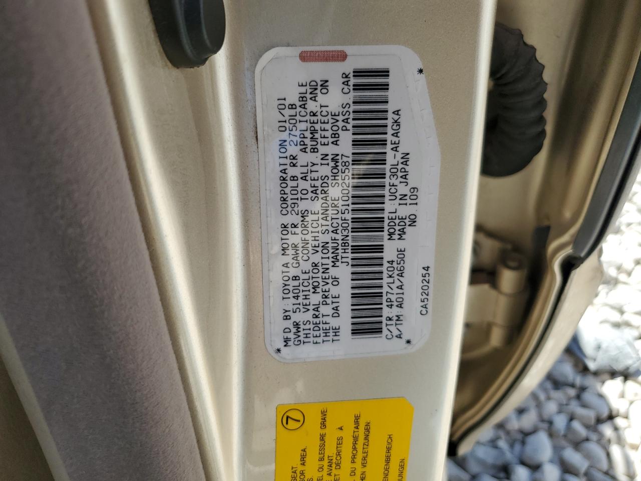 2001 Lexus Ls430 VIN JTHBN30F510025587 photo 12