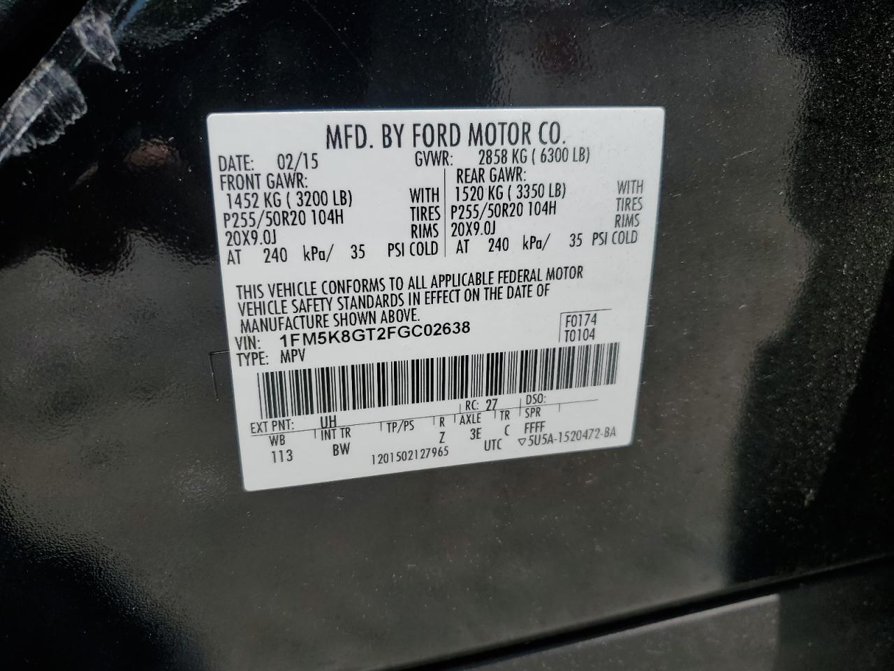 2015 Ford Explorer VIN 1FM5K8GT2FGC02638 photo 12