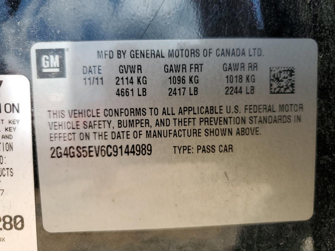 2012 Buick Regal VIN 2G4GS5EV6C9144989 photo 12
