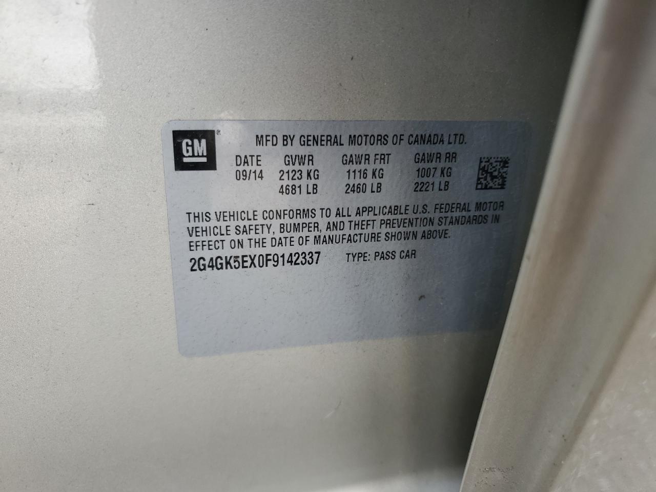 2015 Buick Regal VIN 2G4GK5EX0F9142337 photo 12
