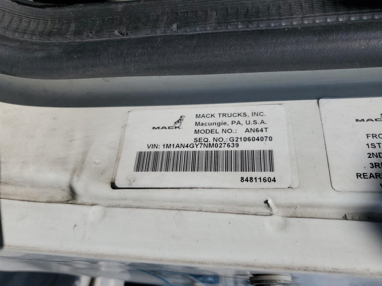 2022 MACK All models VIN 1M1AN4GY7NM027639 photo 10
