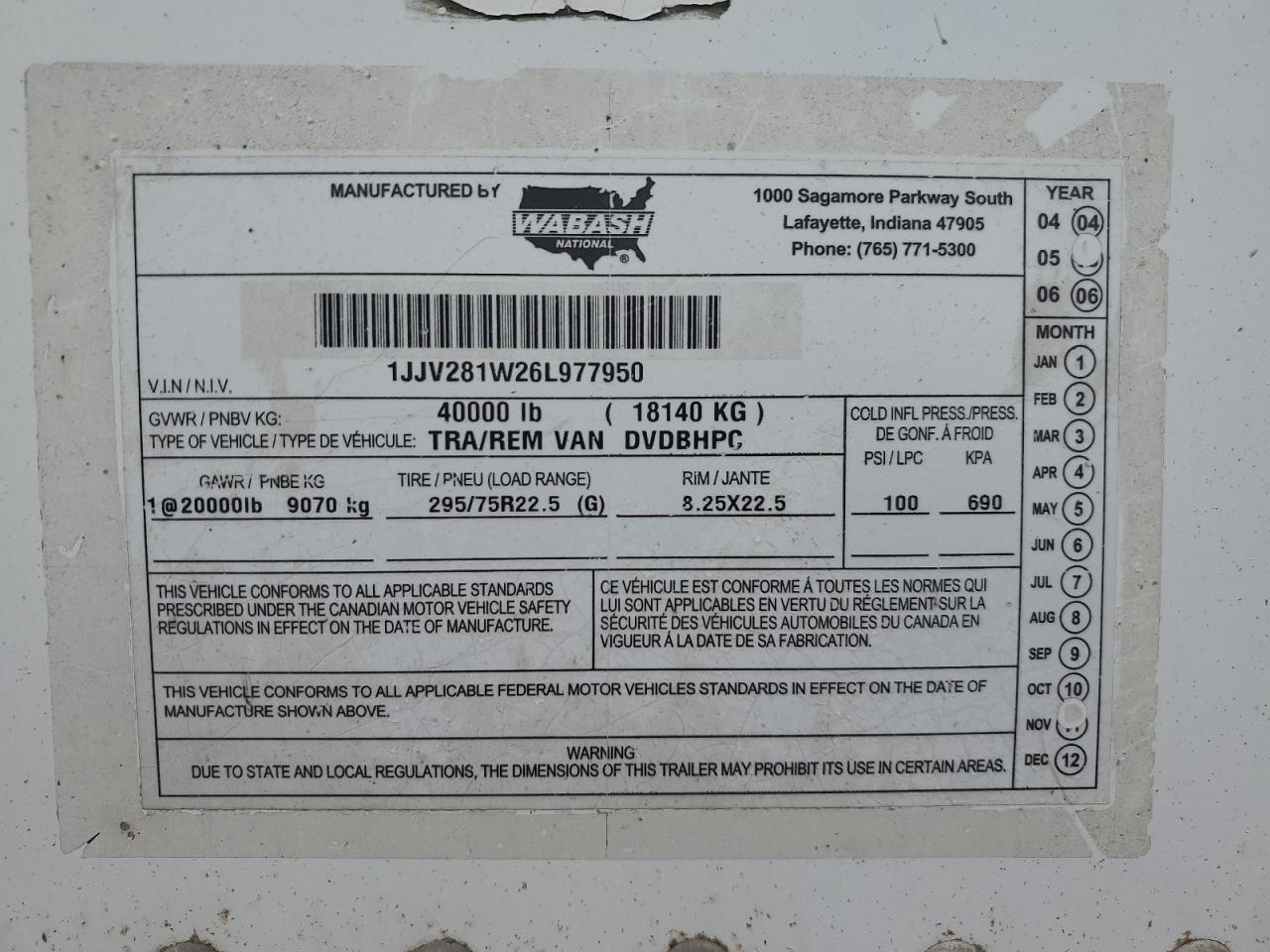 2006 WABA Dry van tr VIN 1JJV281W26L977950 photo 8