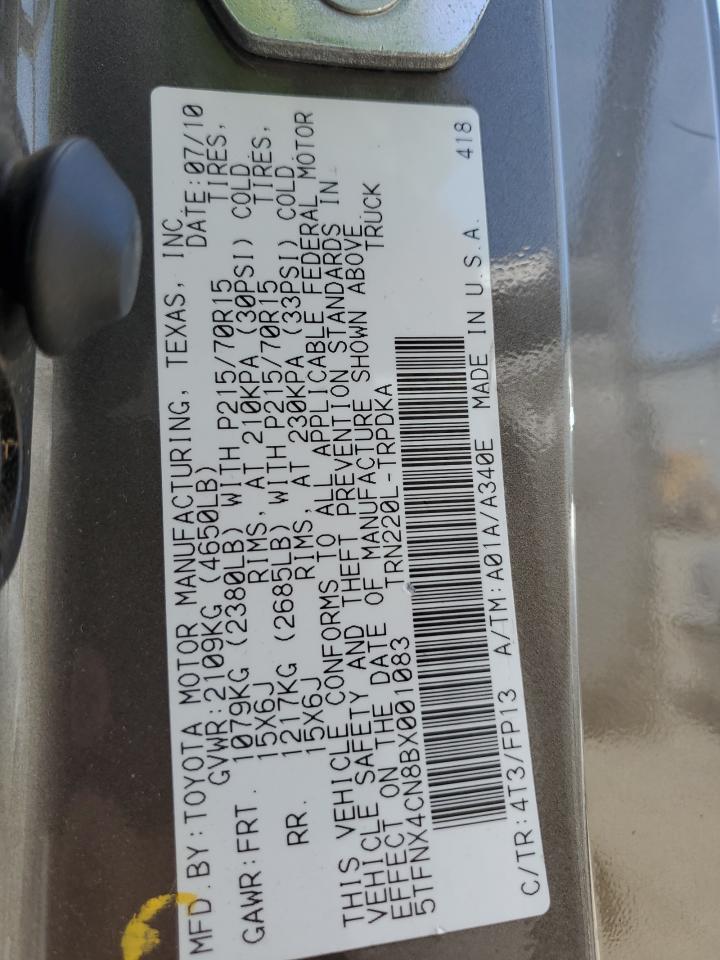 2011 Toyota All models VIN 5TFNX4CN8BX001083 photo 12